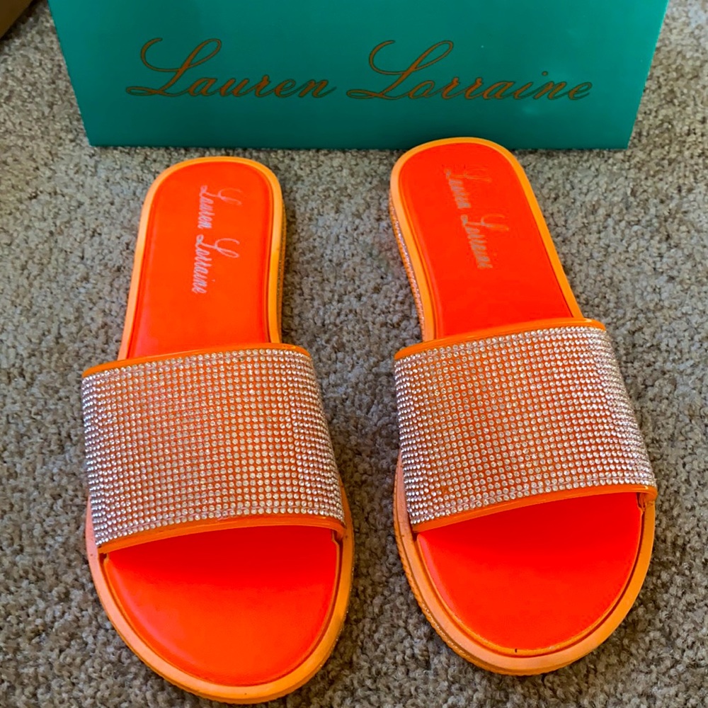 Ultimate glam sandals in hot orange!! - Picture 1 of 2